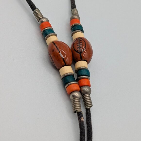 Beaded Football Themed Eyeglass Cord Holder Miami Dolphins Colors, Looped Ends - Picture 5 of 9